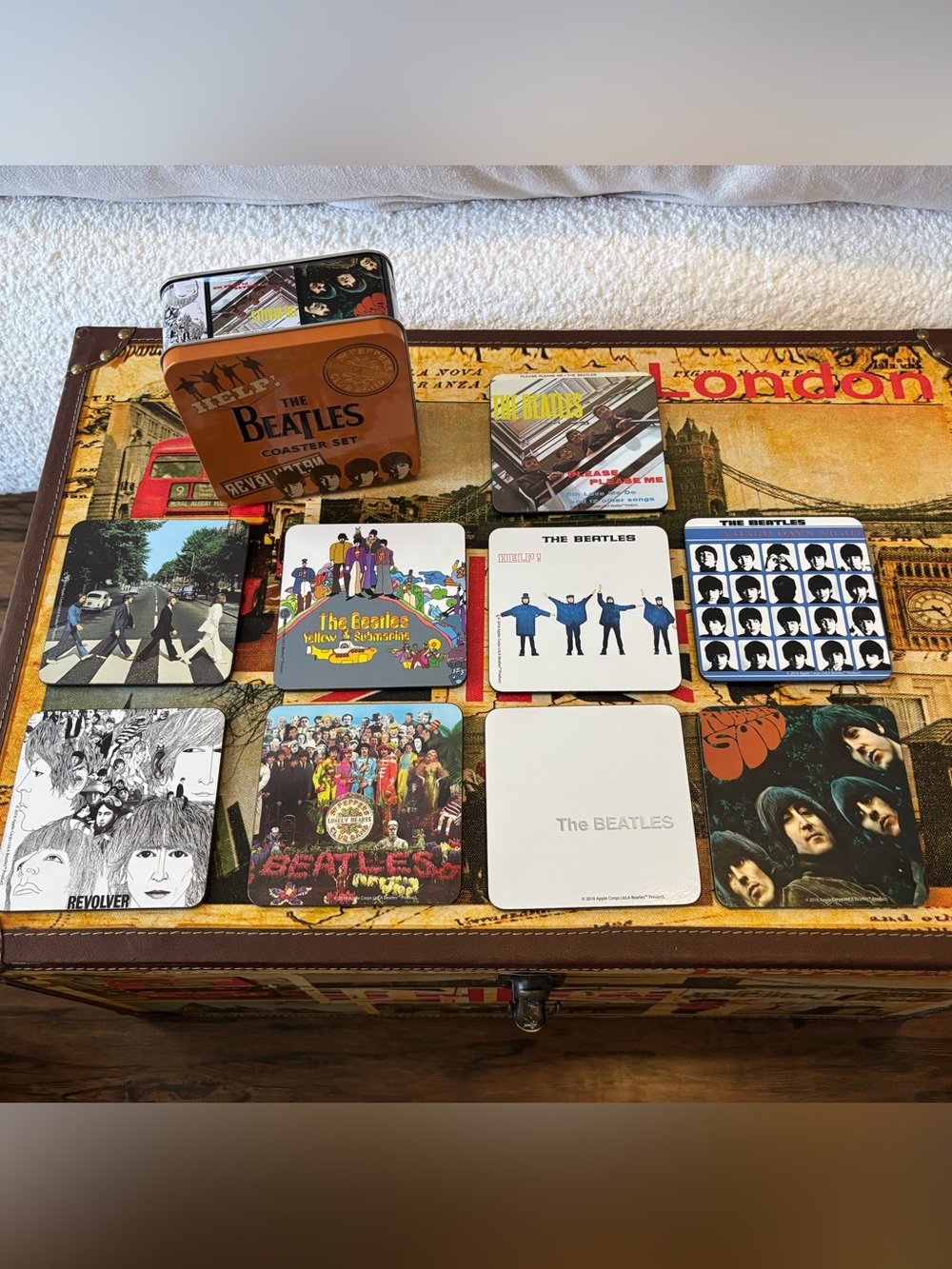 The Beatles Albums Coaster Set - Black, White, Yellow, Red, Blue